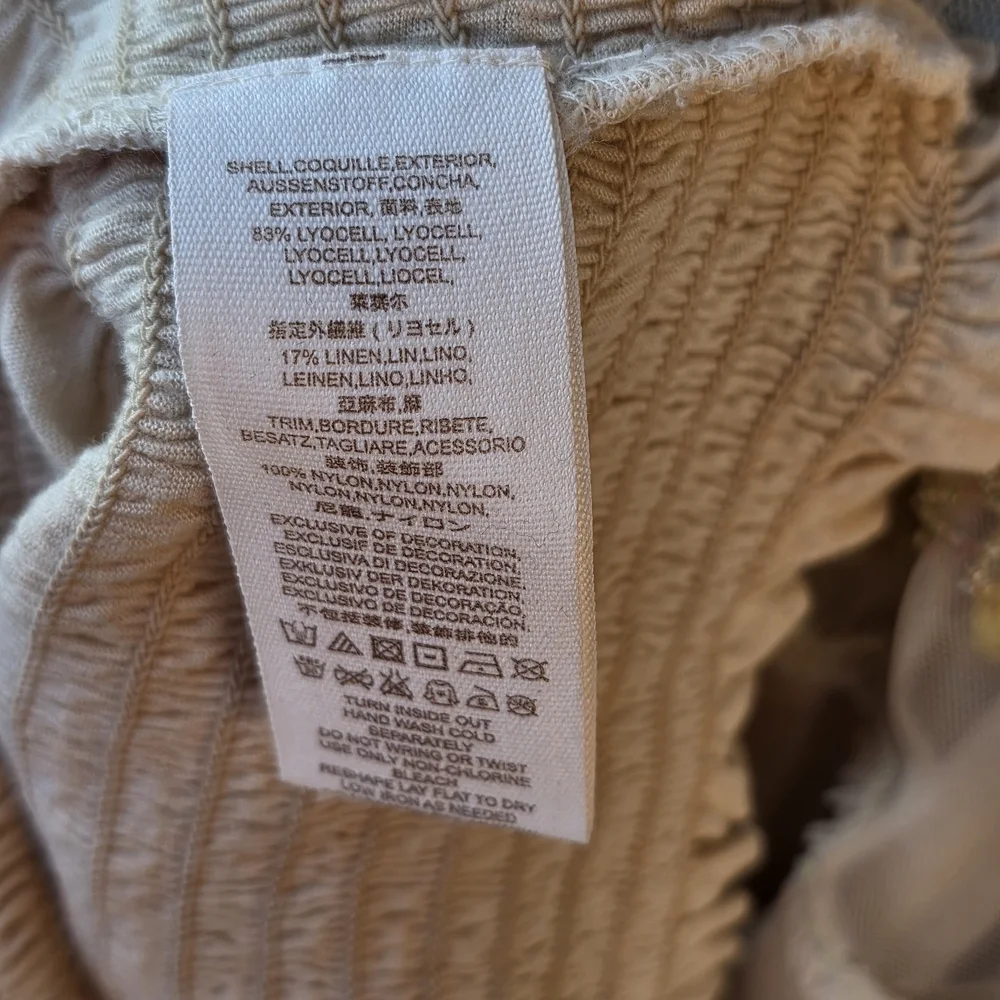Free People Cream Blouse with Gold Embroidery